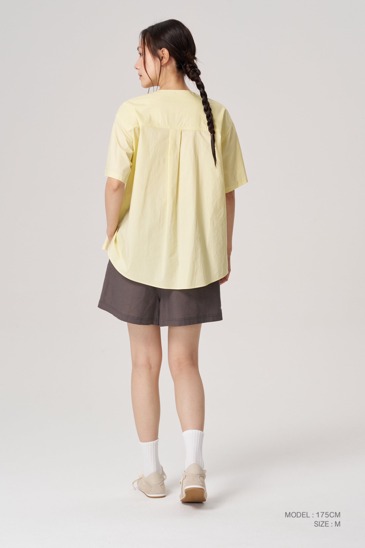 Contrast Fabric Tee - Pale Yellow
