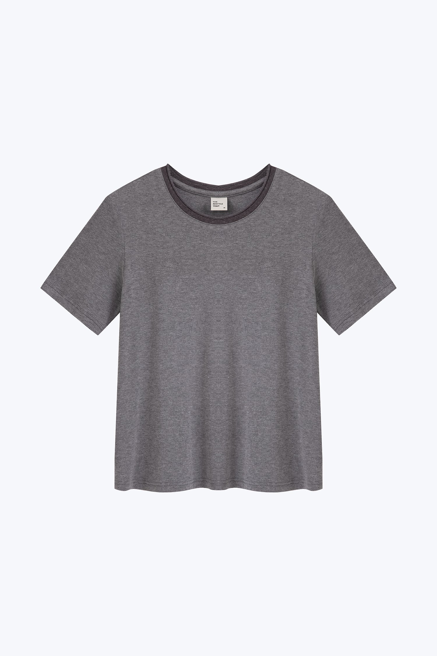 Rolled Collar Tee - Melange Grey