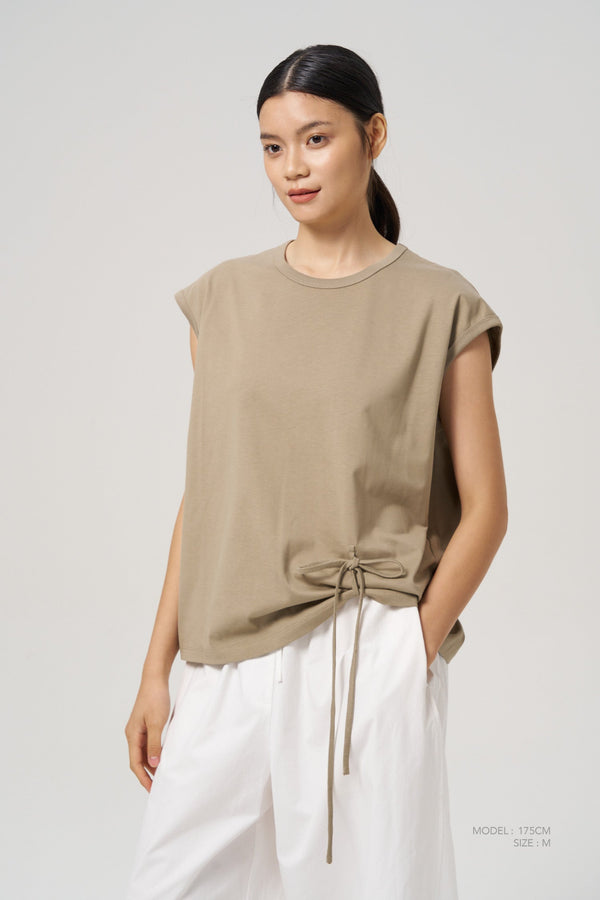 Scrunched Ribbon Tee - Sage