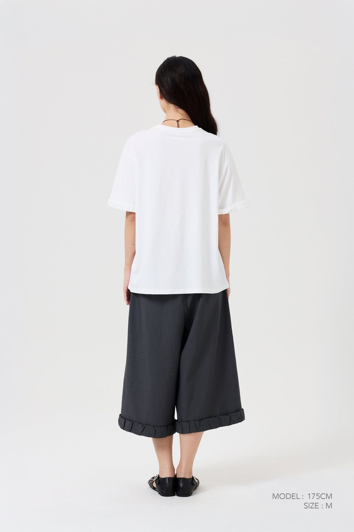 Gathered Ruffle Cuff Tee - Cream