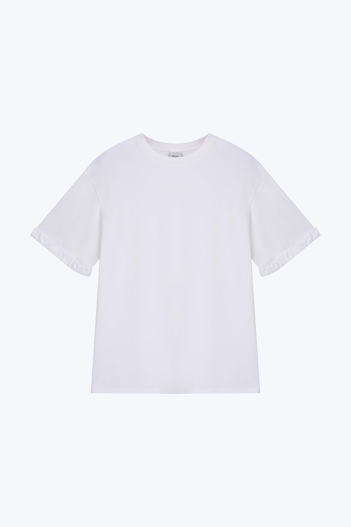 Gathered Ruffle Cuff Tee - Cream