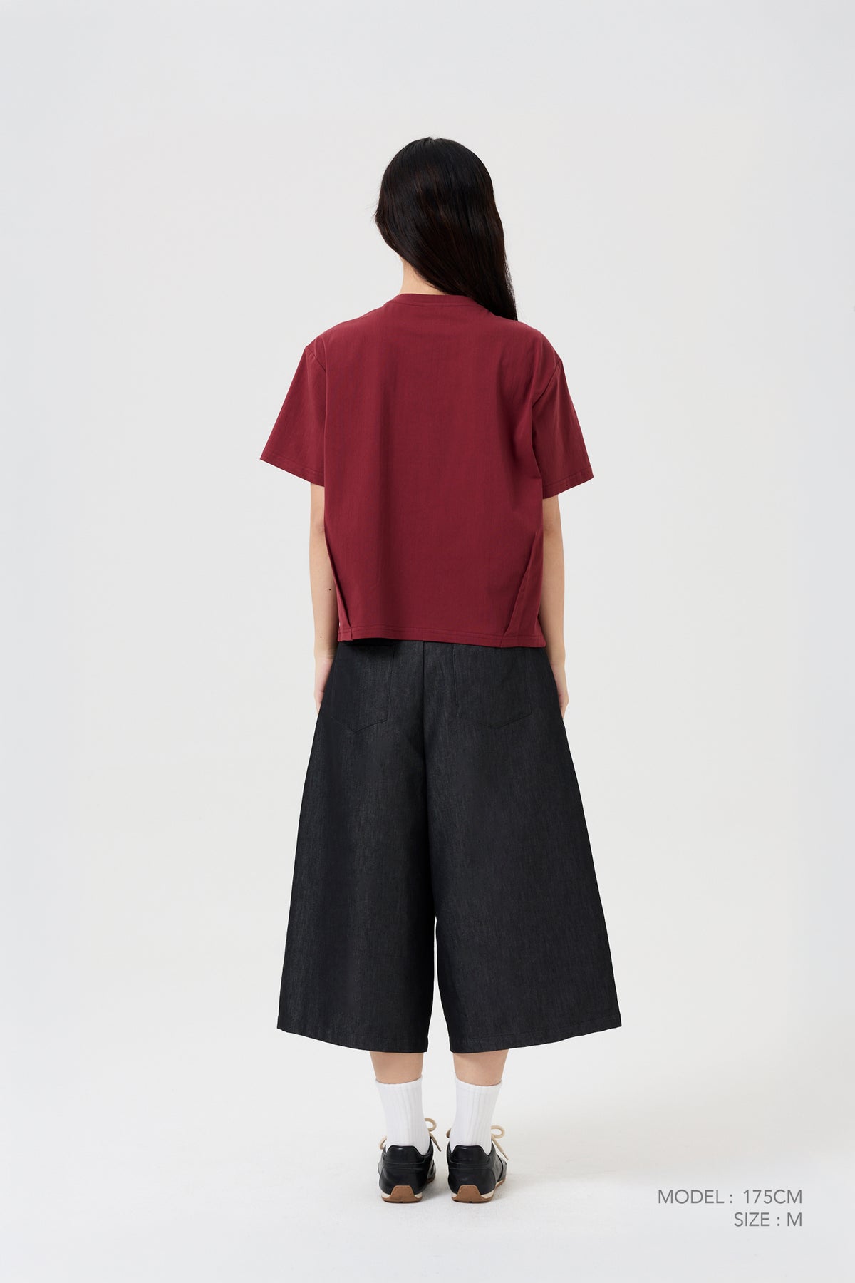 Contrast Fabric Tee - Burgundy