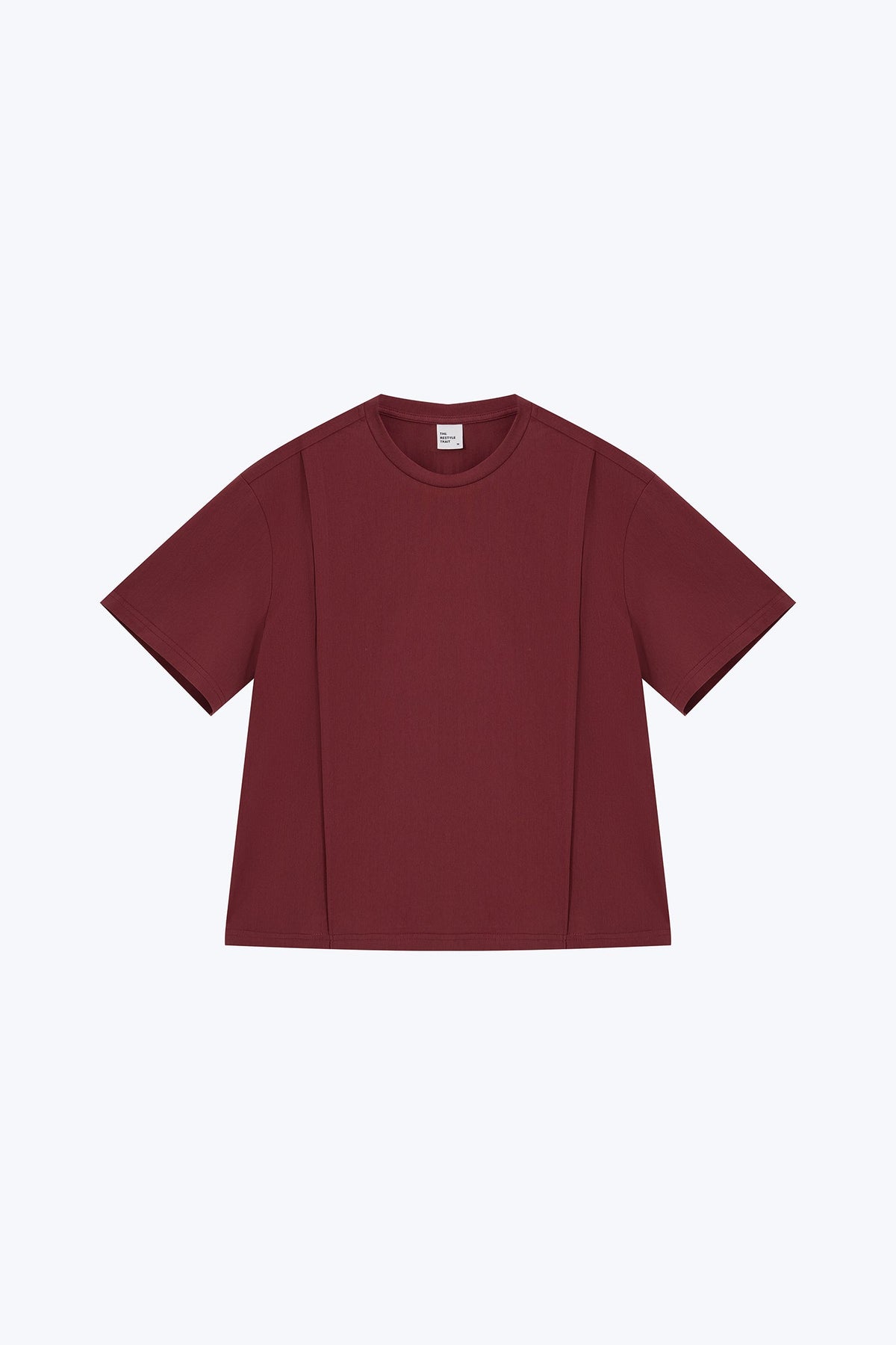 Contrast Fabric Tee - Burgundy