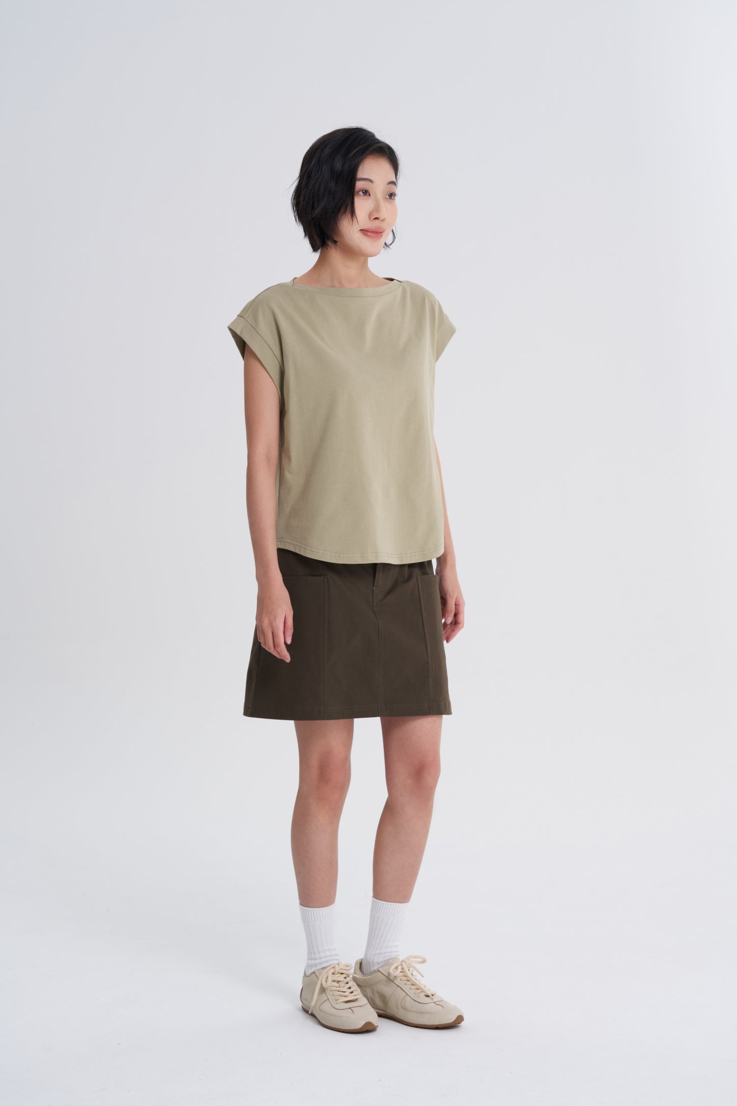 Boat Neck Tee - Sage