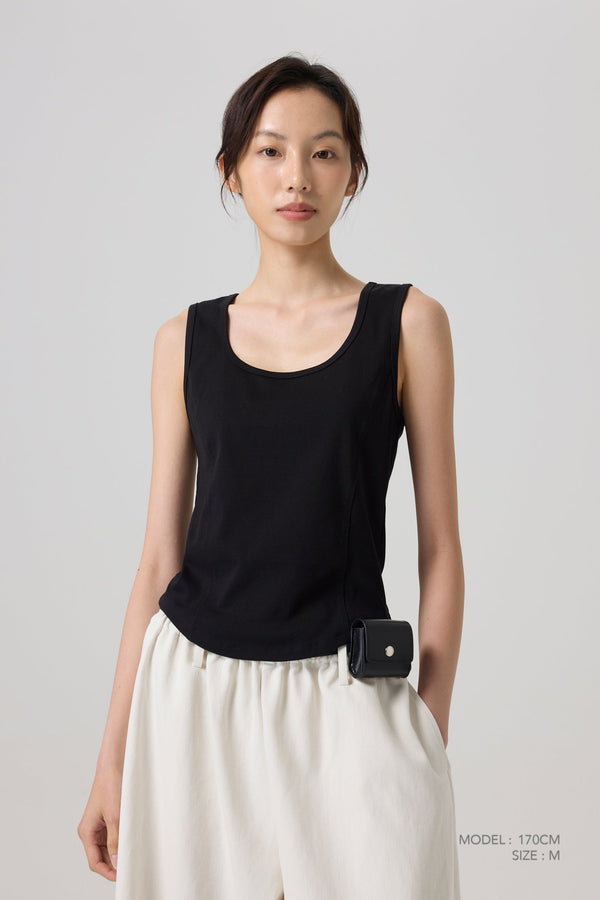 Front Seam Sleeveless Tank - Black