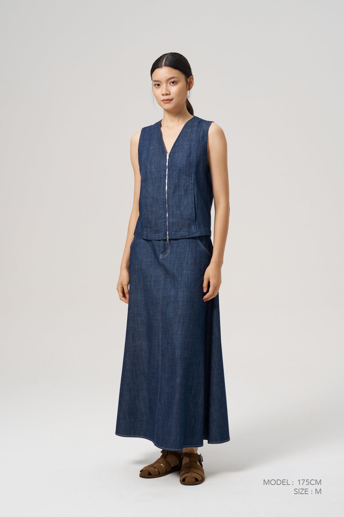 Front Zip Vest - Dark Denim
