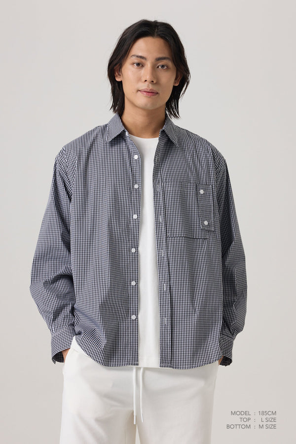 Checkered Long Sleeve Shirt - Checkered Black