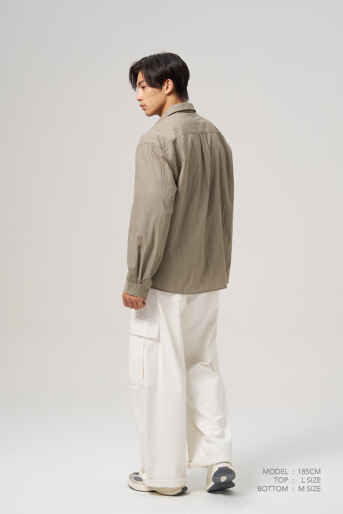 Striped Long Sleeve Shirt - Khaki Green