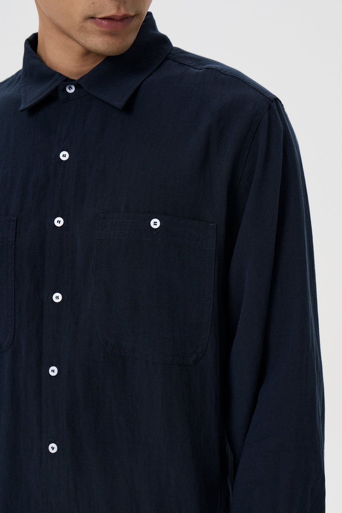 Patch Pocket L/S Shirt - Navy