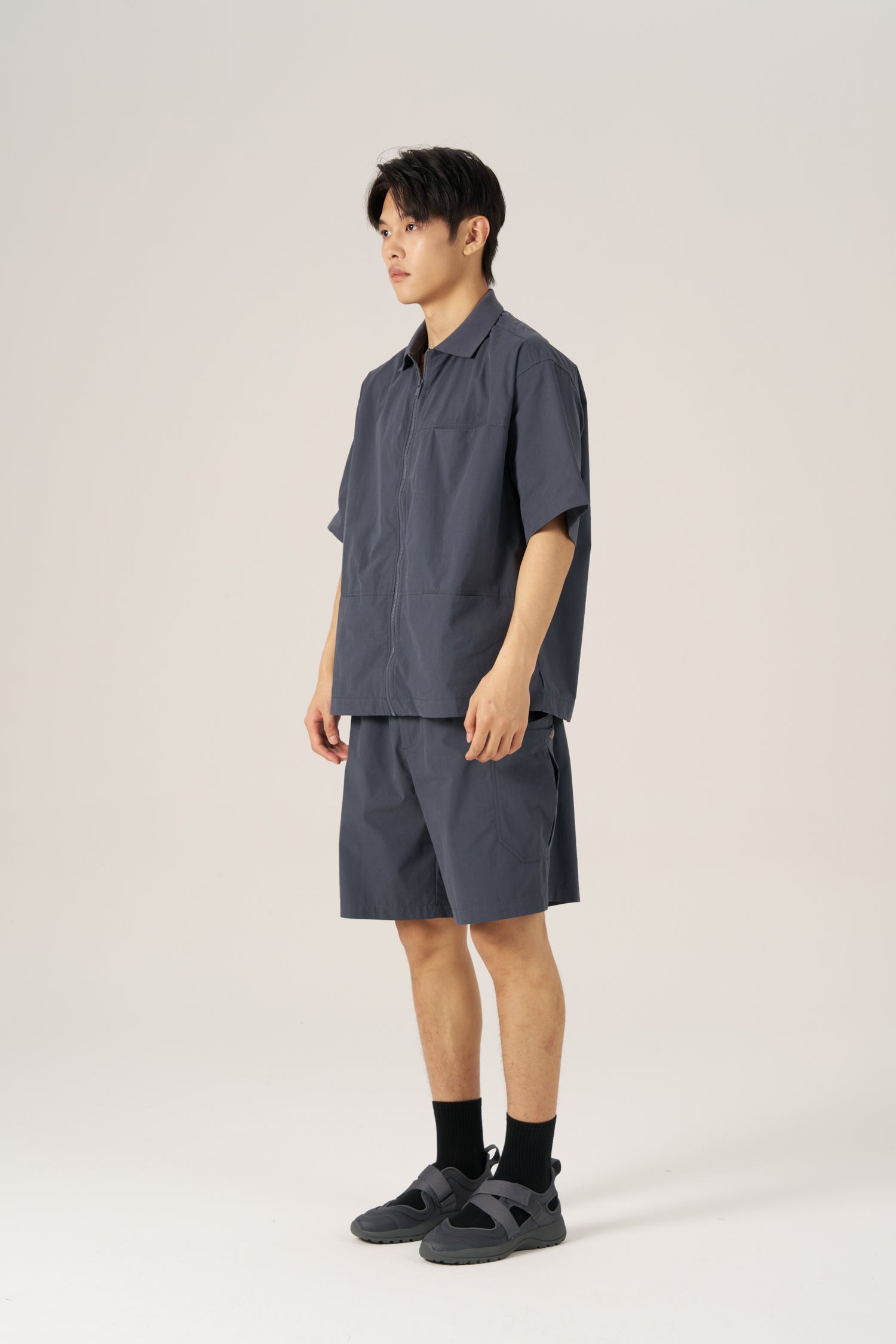 Panel Zip Shirt - Navy