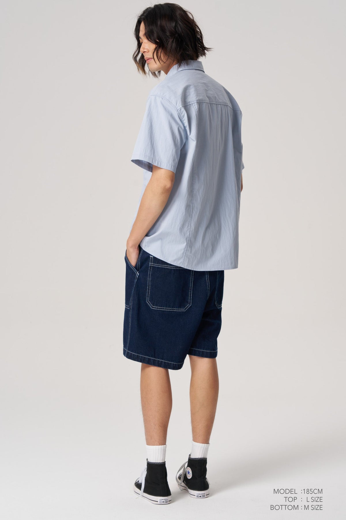 Front Seam Pocket Shirt - Sky Blue