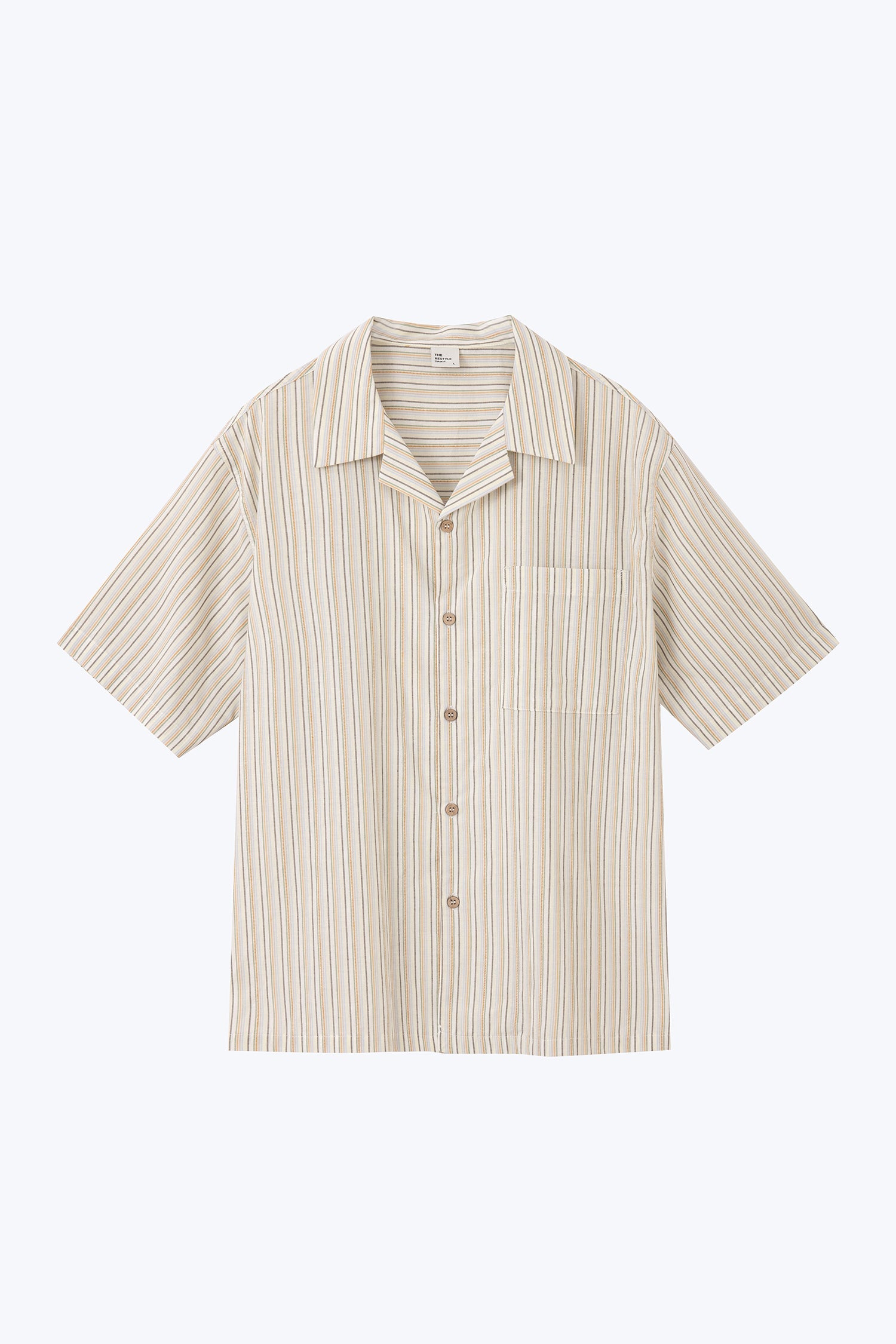 Striped Cuban Collar Shirt - Stripes Ecru