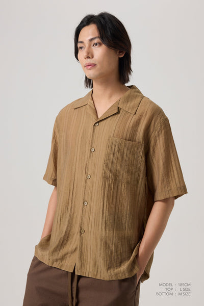 Cuban Collar Shirt - Cocoa