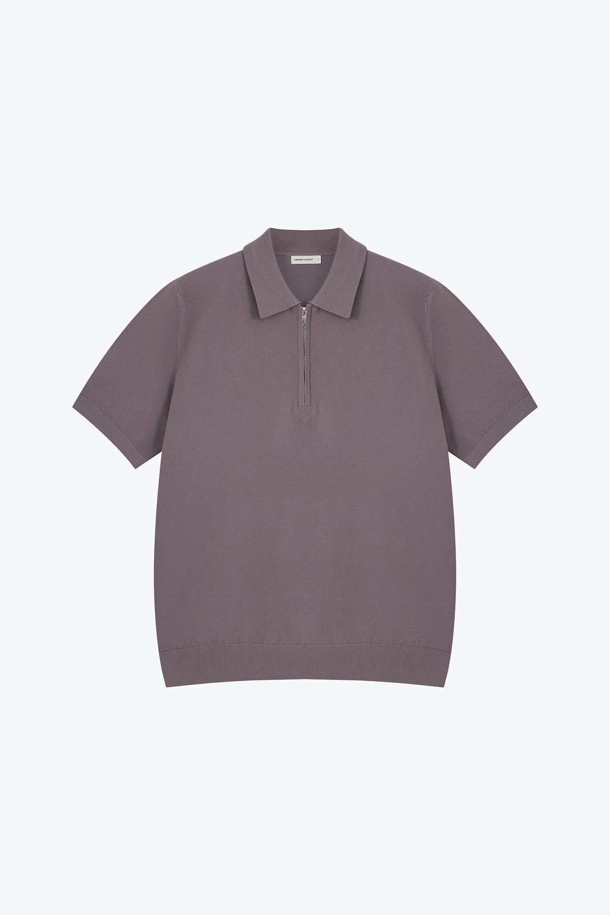 Knit Zip Collar Polo - Dusty Mauve