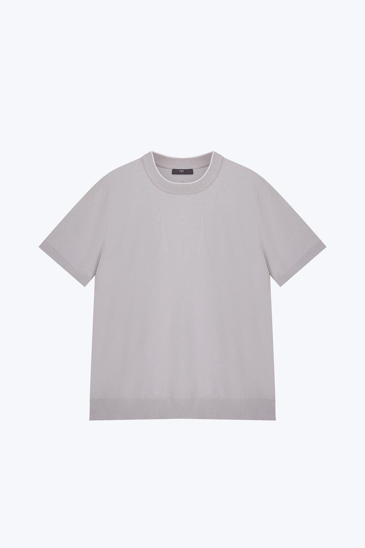 Knitted Contrast Trim Top - Grey