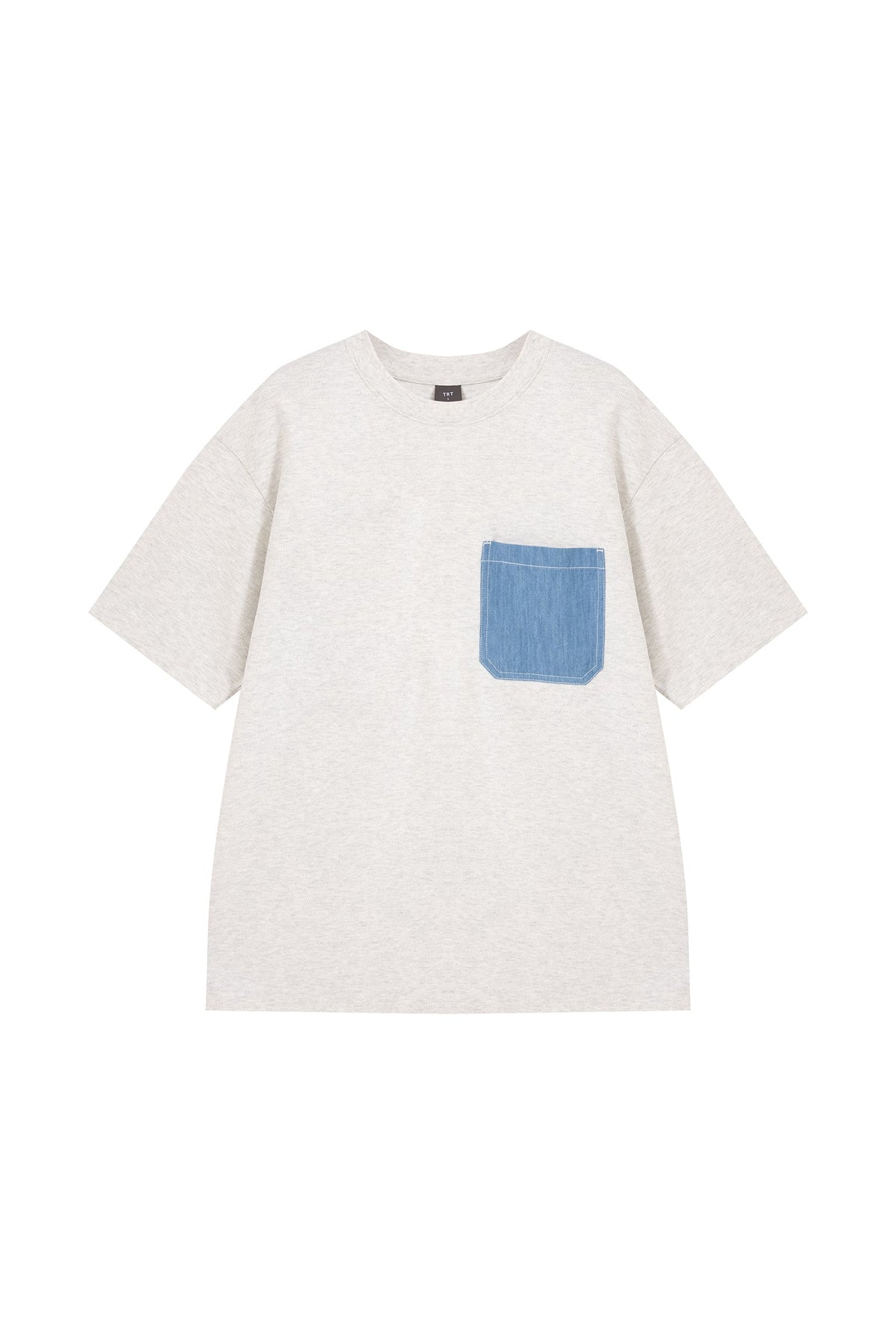 (B) Twill Jersey Denim Pocket Tee - Light Grey