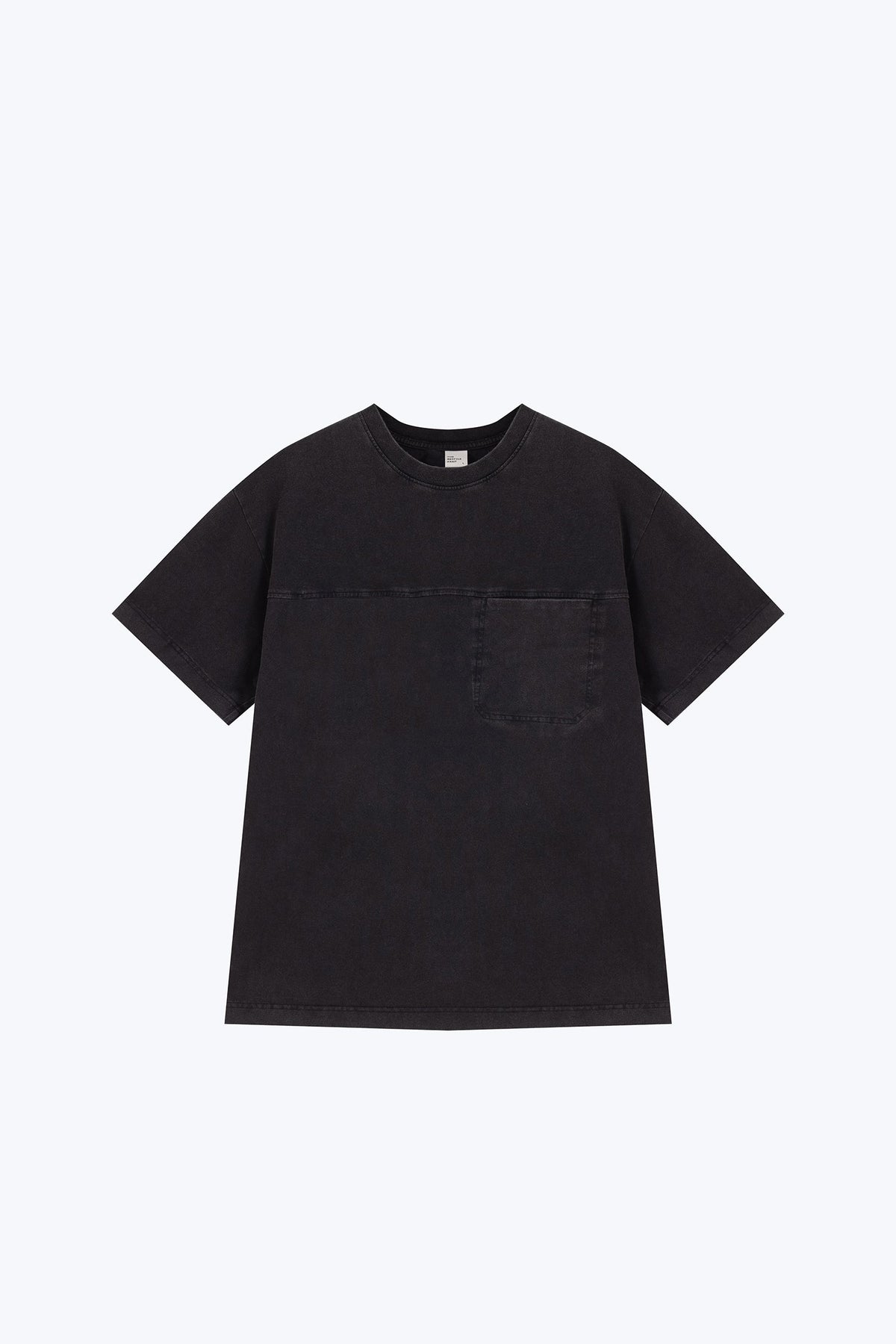 (C) Washed Pocket Oversized Tee - Black