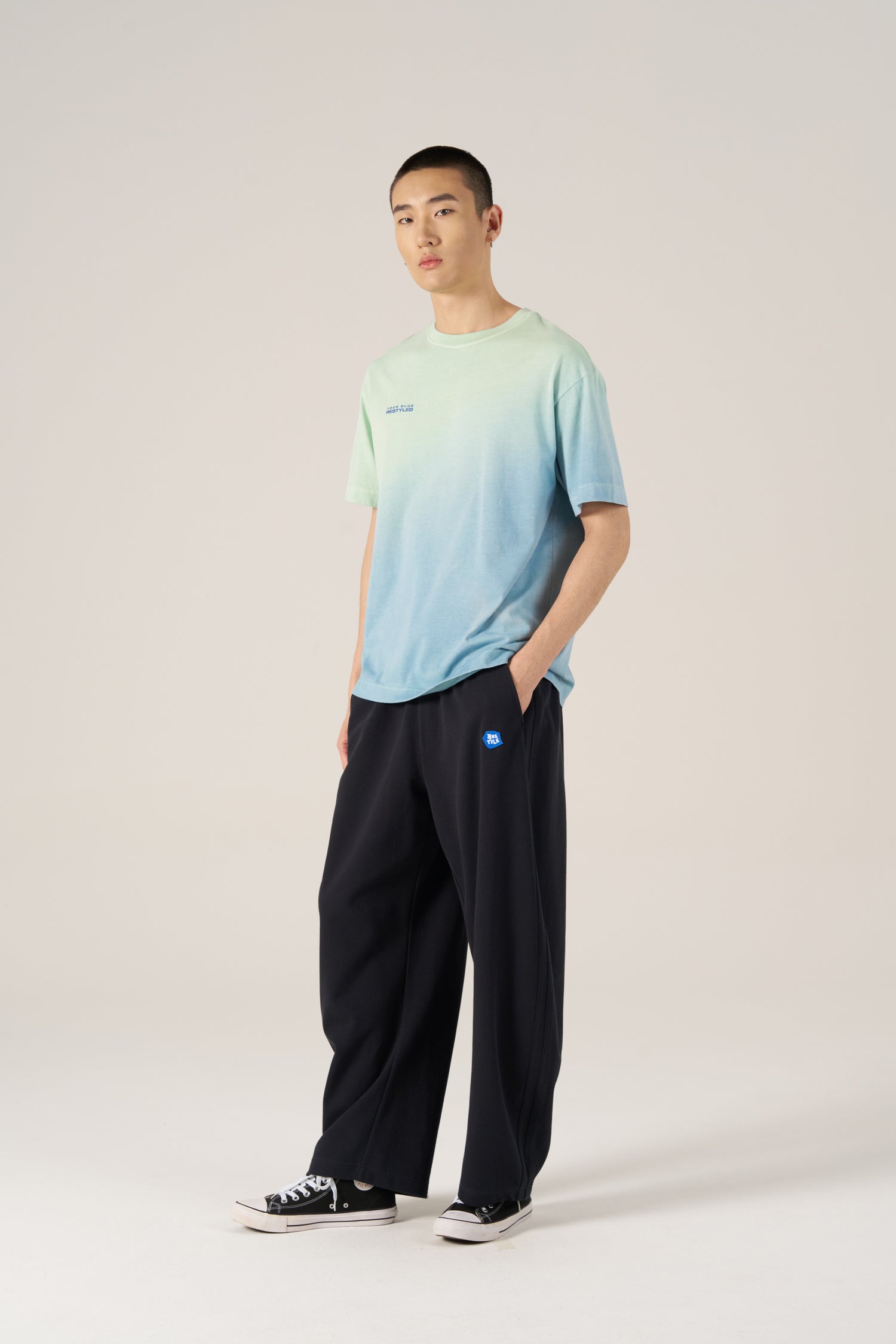 (C) Dip-Dye Oversized Tee - Mint