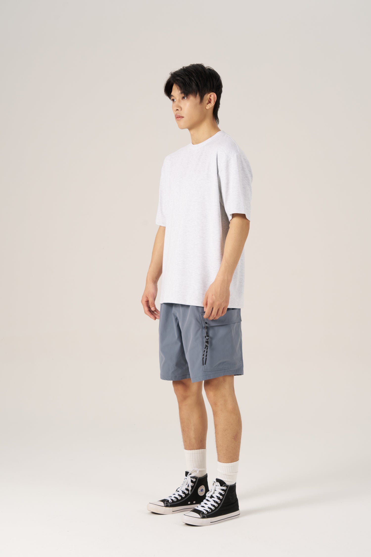 (B) Comfort Relaxed-Fit Crew Neck Tee - Light Melange