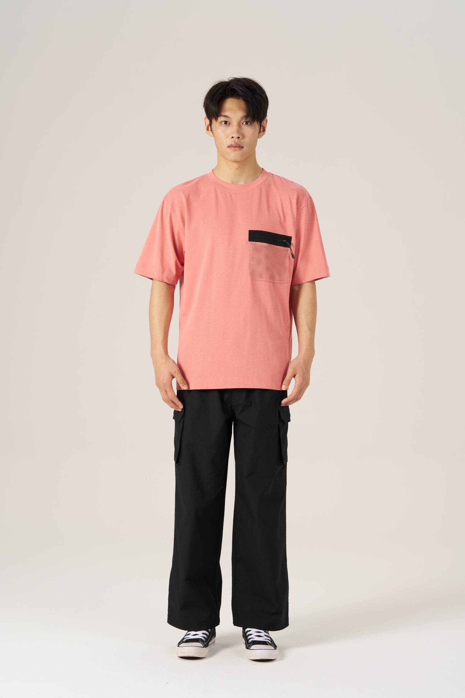 (B) Mesh Pocket Tee - Rose