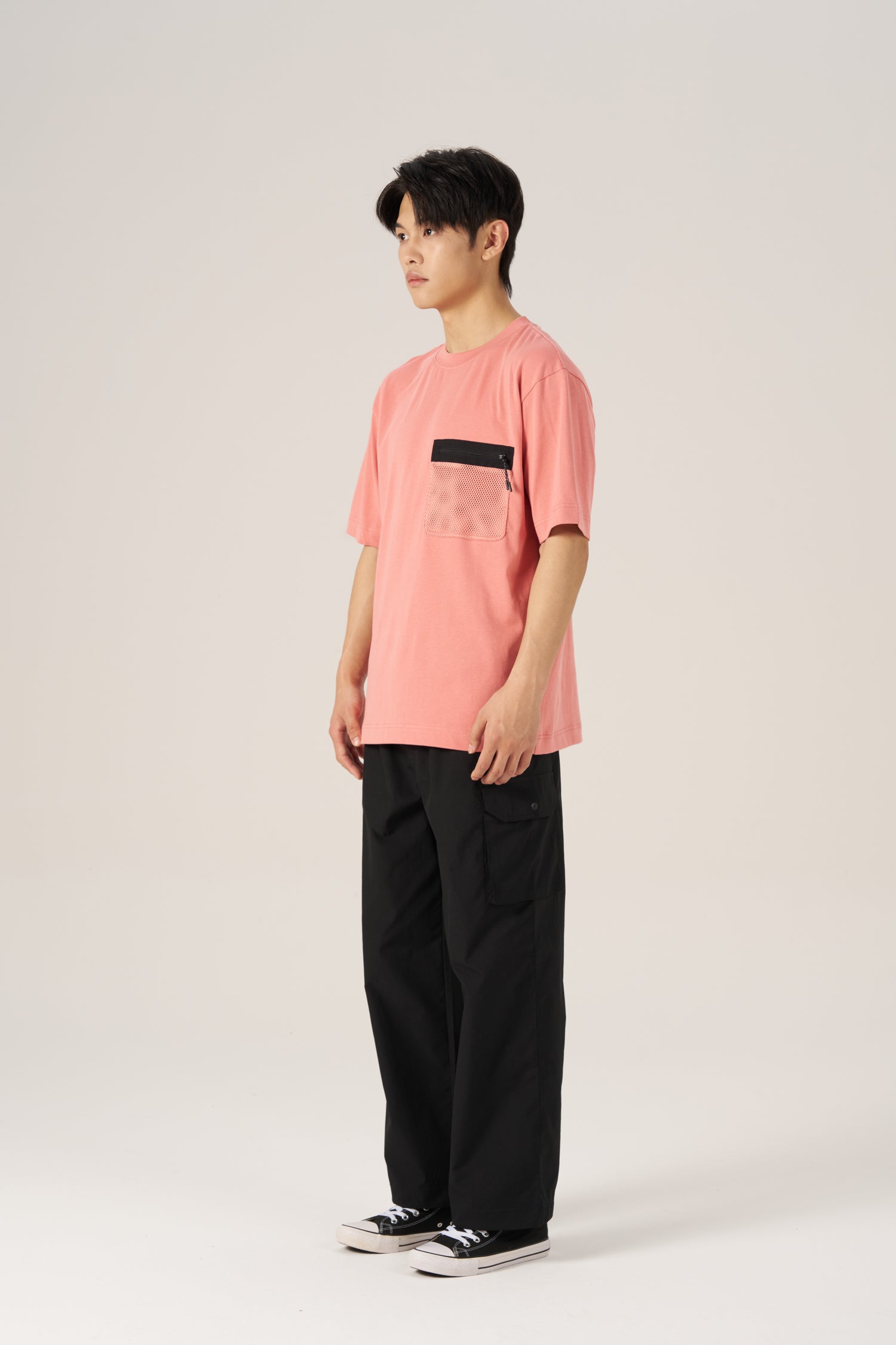 (B) Mesh Pocket Tee - Rose