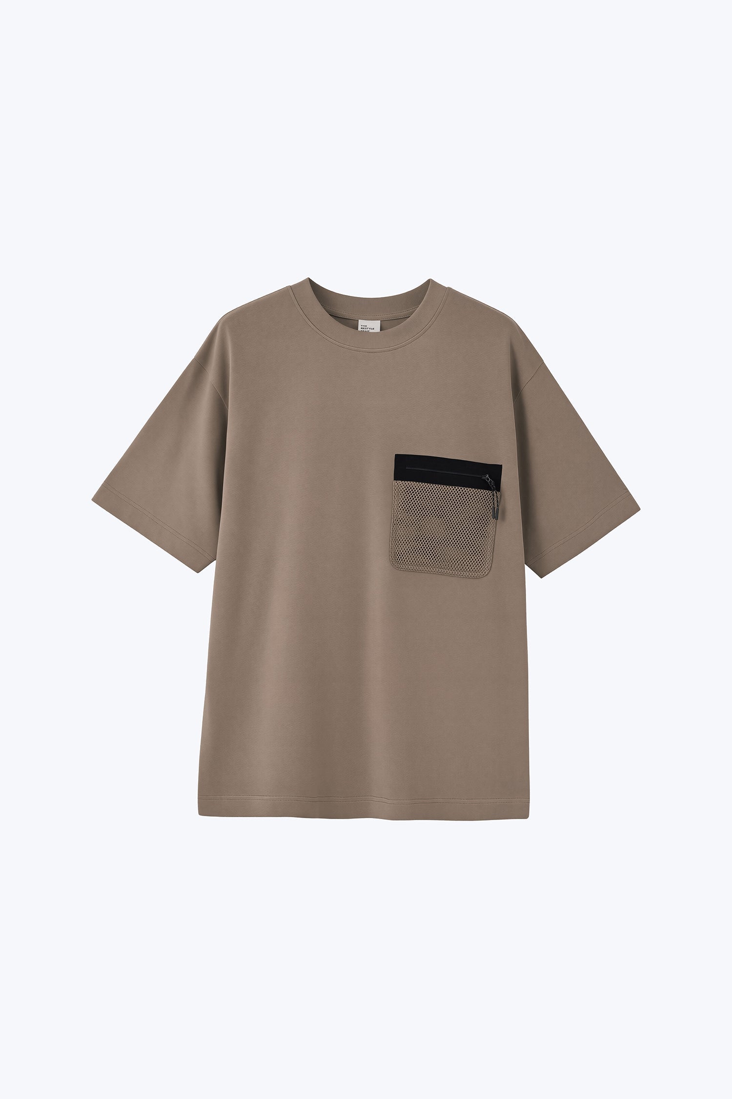 (B) Mesh Pocket Tee - Taupe