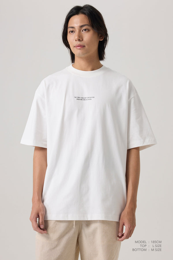 Fishing Embroidery Tee - Cream
