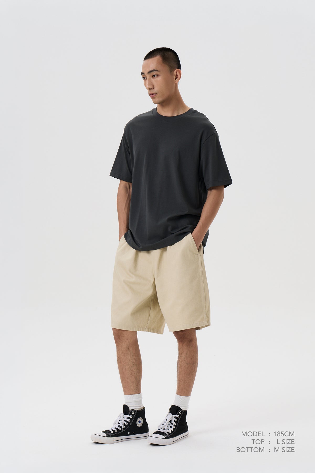 Relaxed Crew Neck Tee - Charcoal