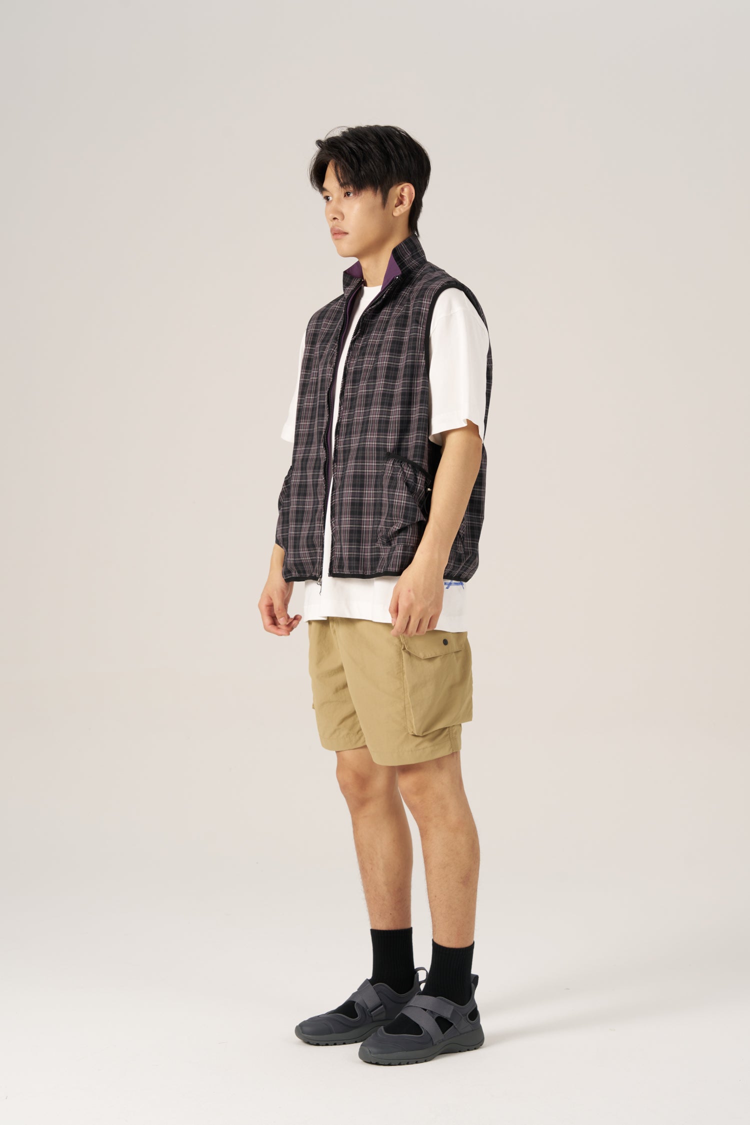 Reversible Zip Vest - Eggplant