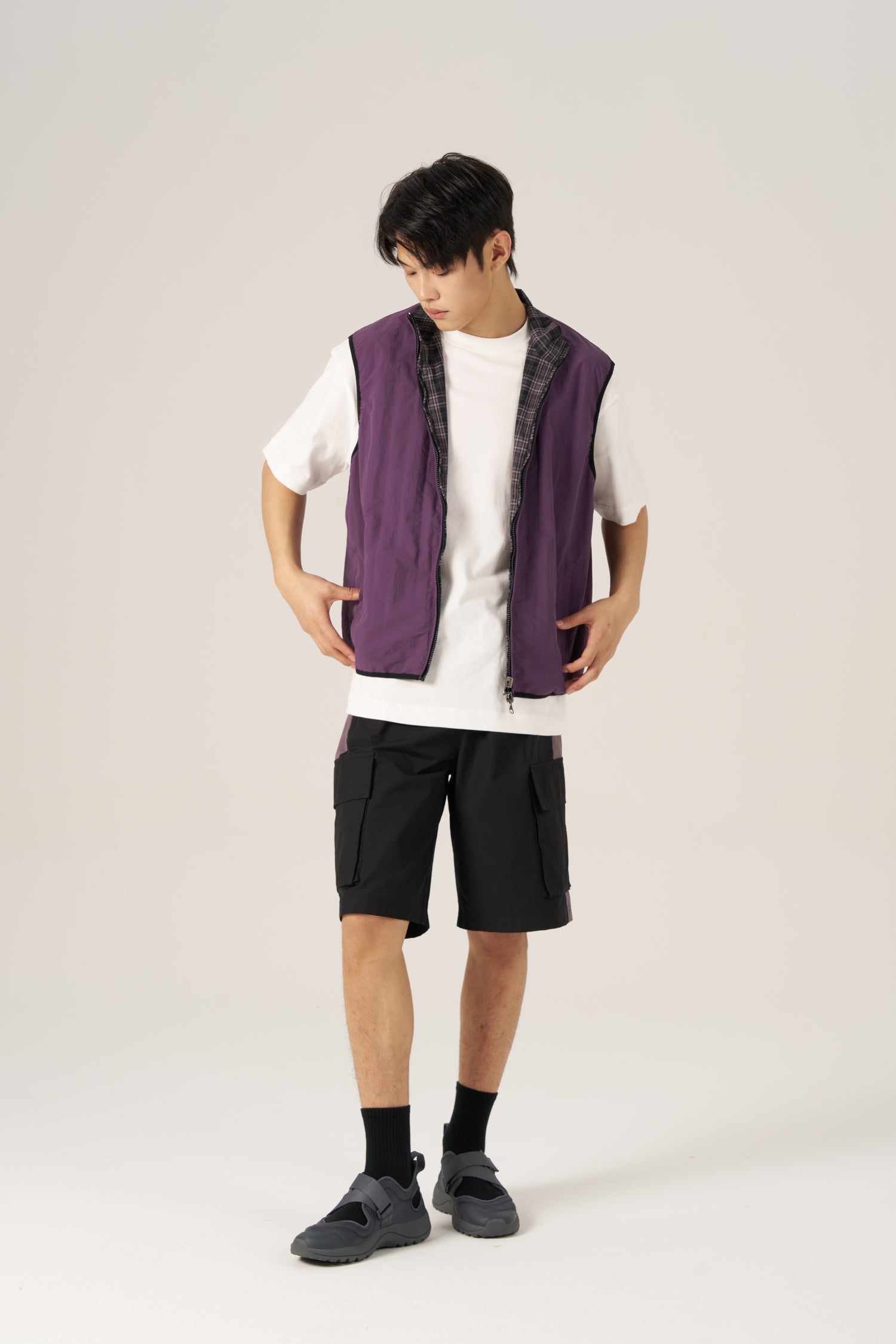 Reversible Zip Vest - Eggplant