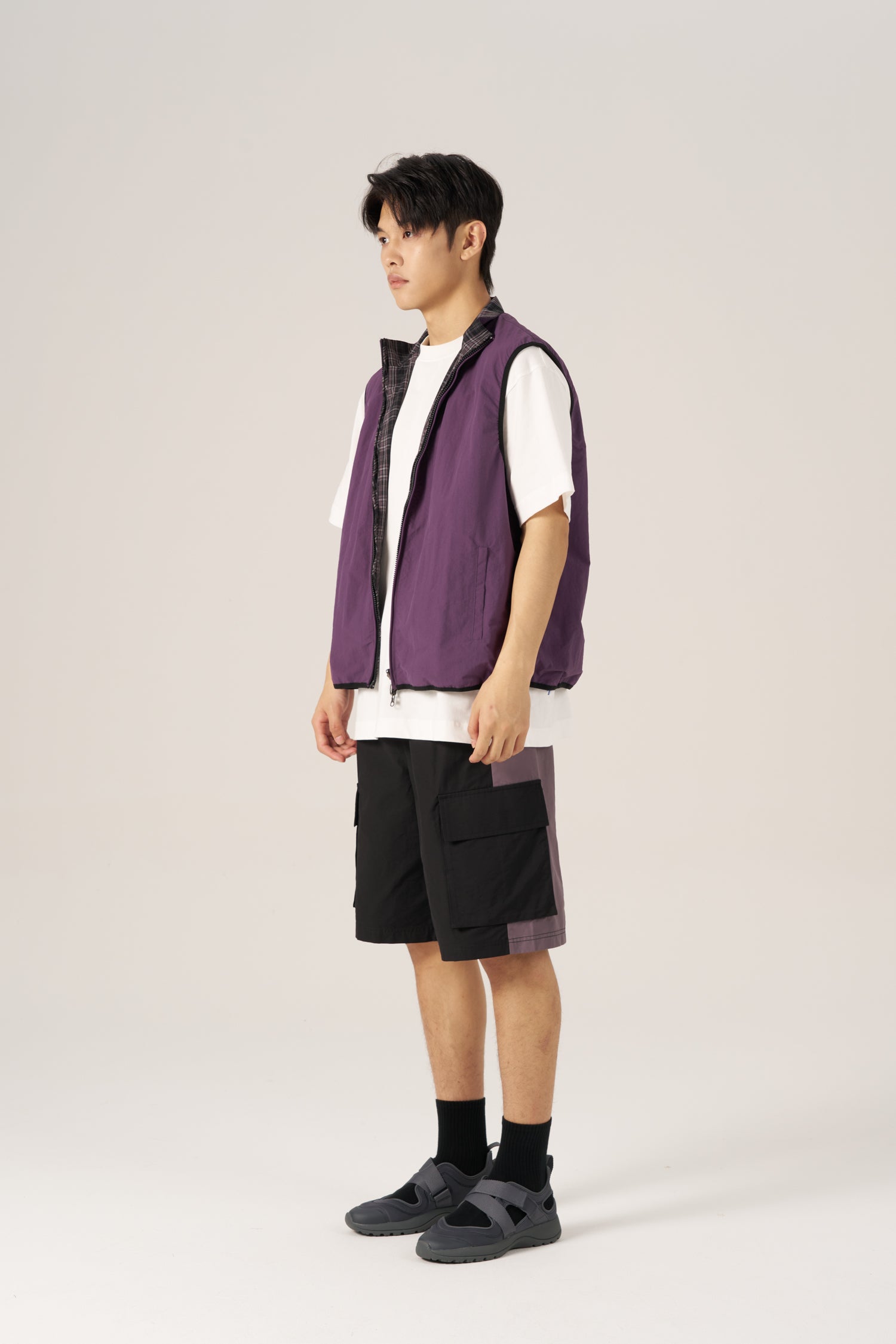Reversible Zip Vest - Eggplant