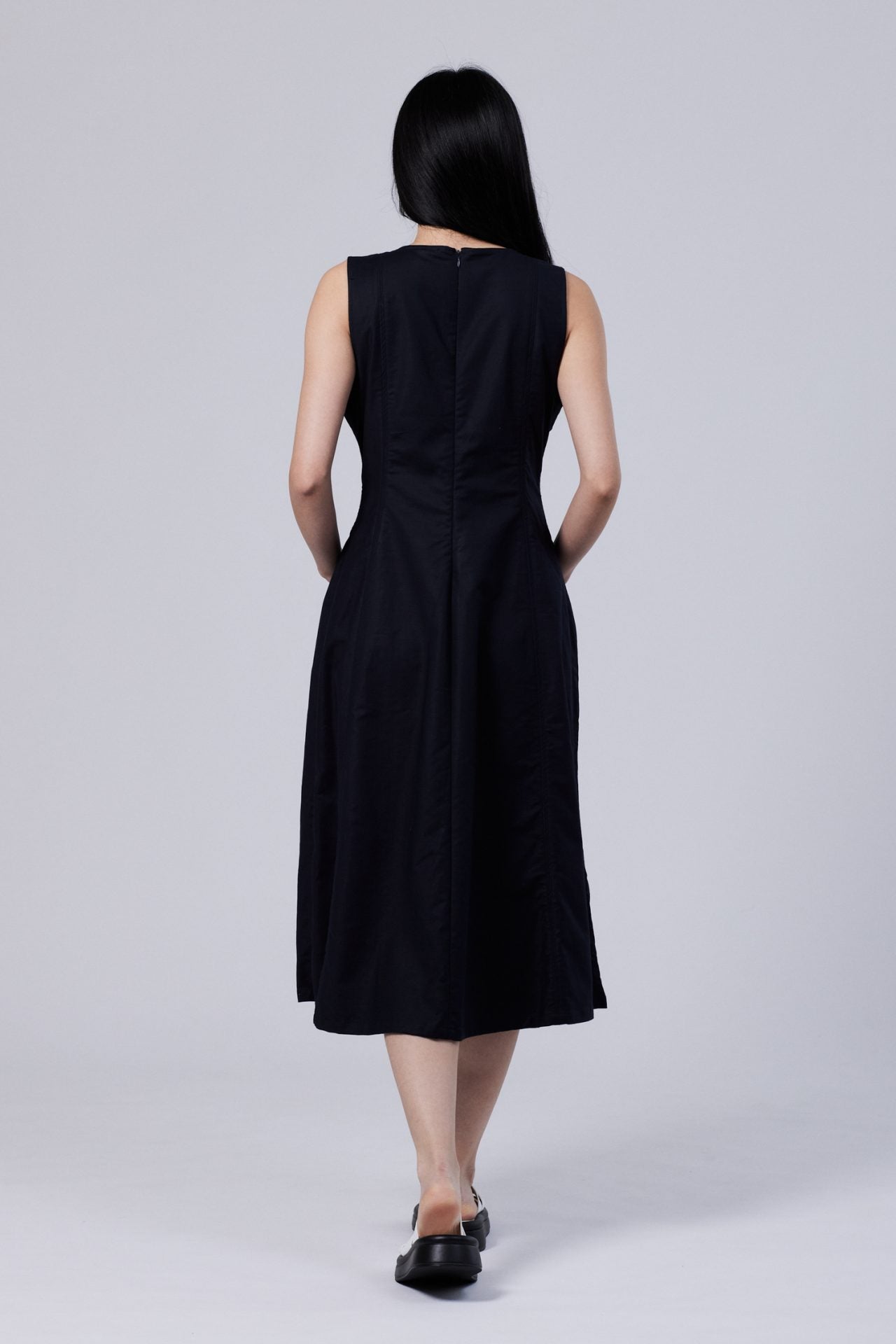 Seam Detail Sleeveless Dress - Navy