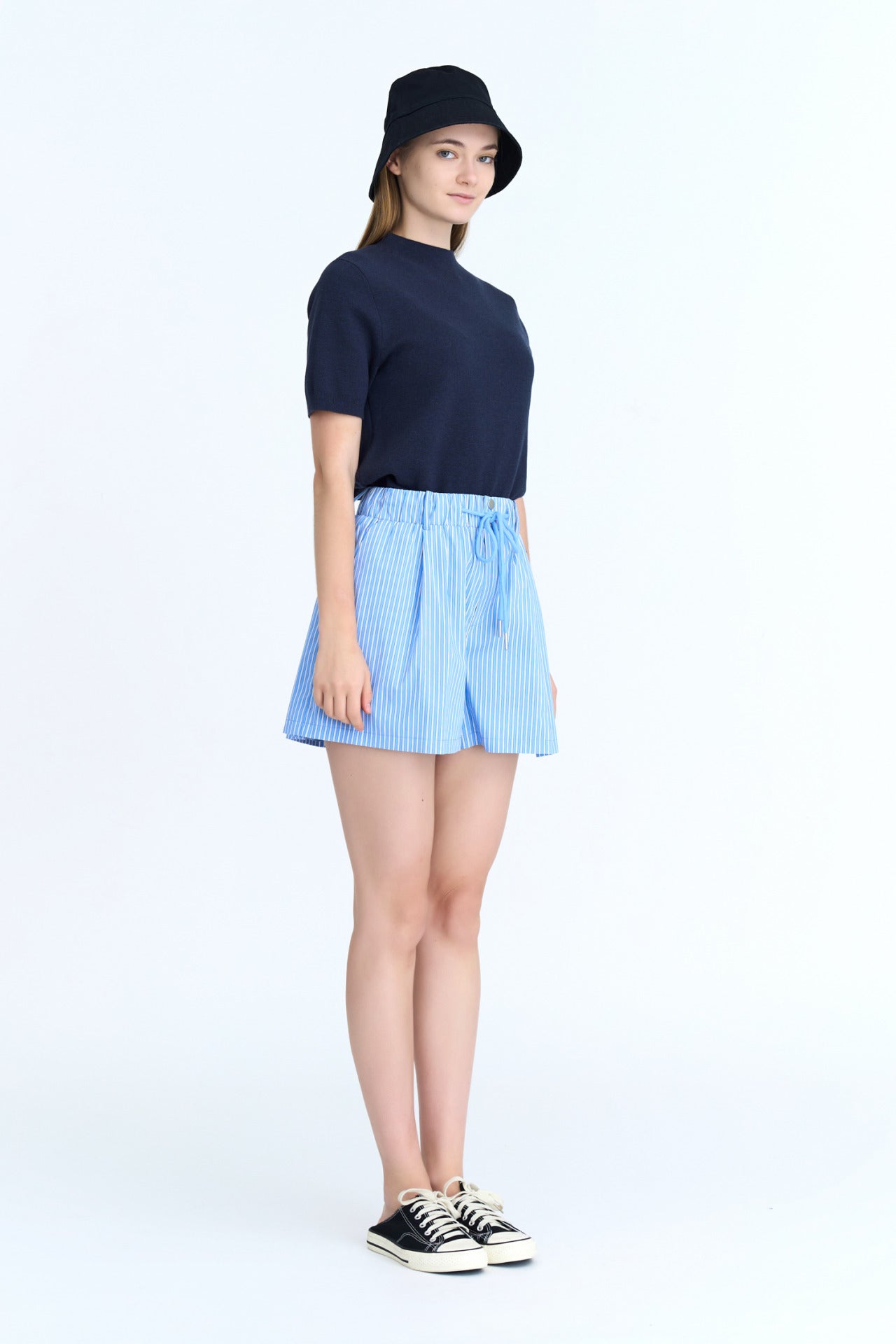 Rayon Cotton Knit Top - Navy