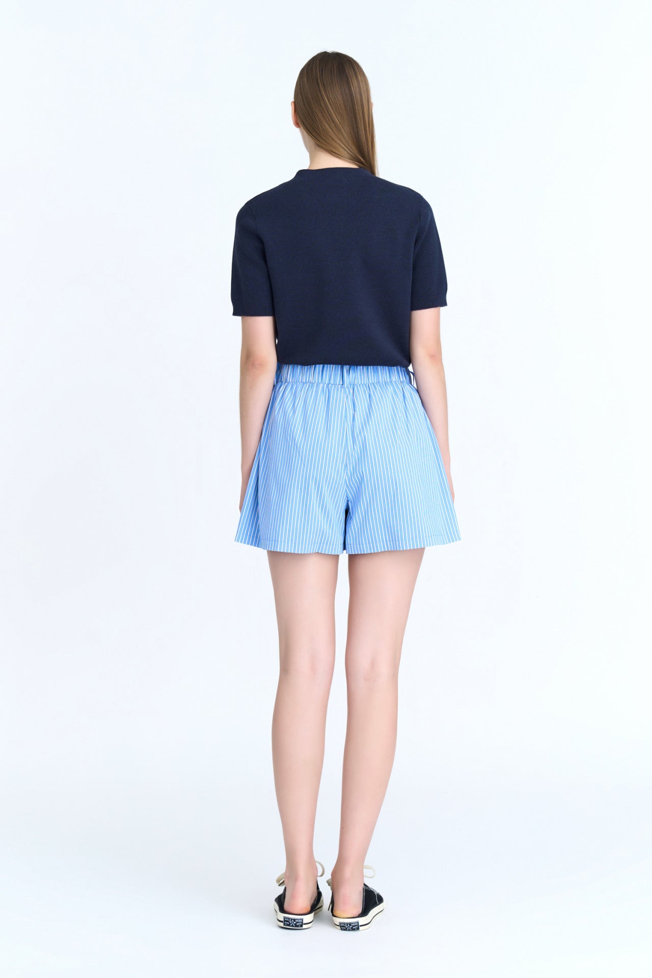 Rayon Cotton Knit Top - Navy