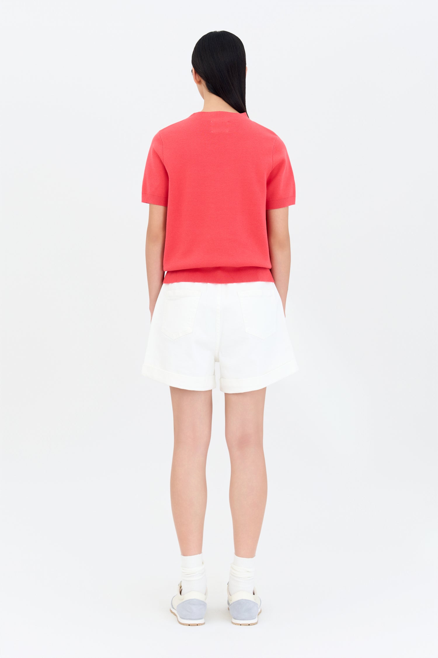 Rayon Cotton Knit Top - Coral