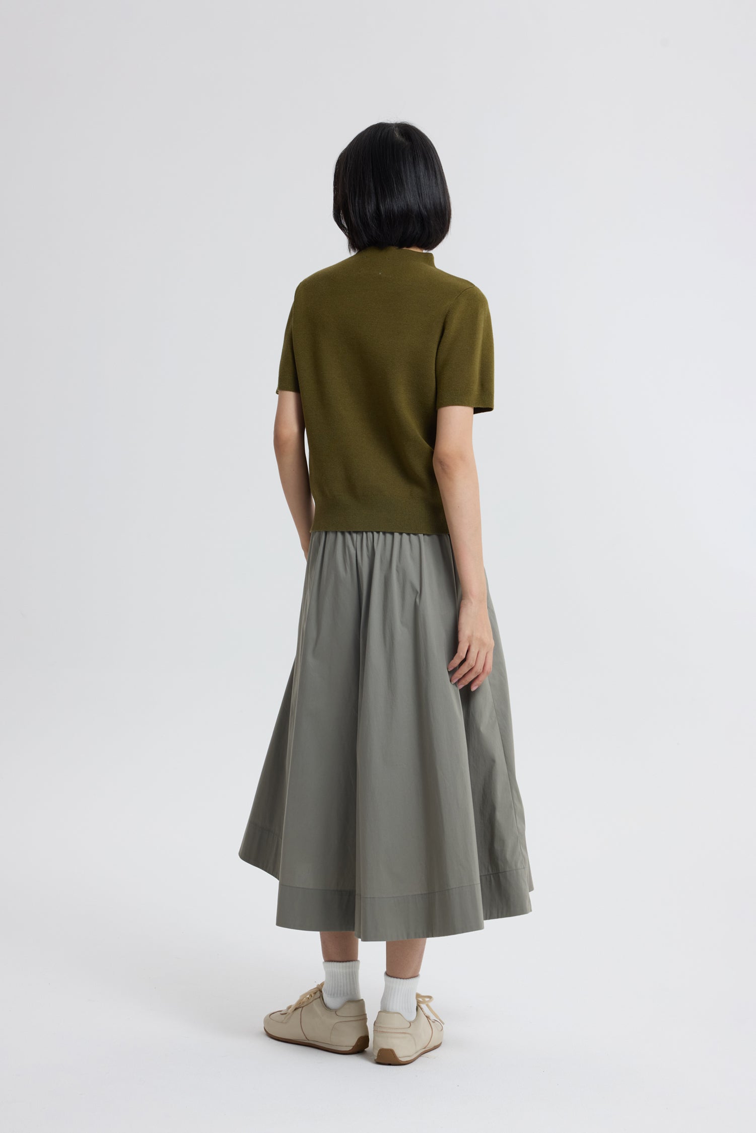 Rayon Cotton Knit Top - Olive