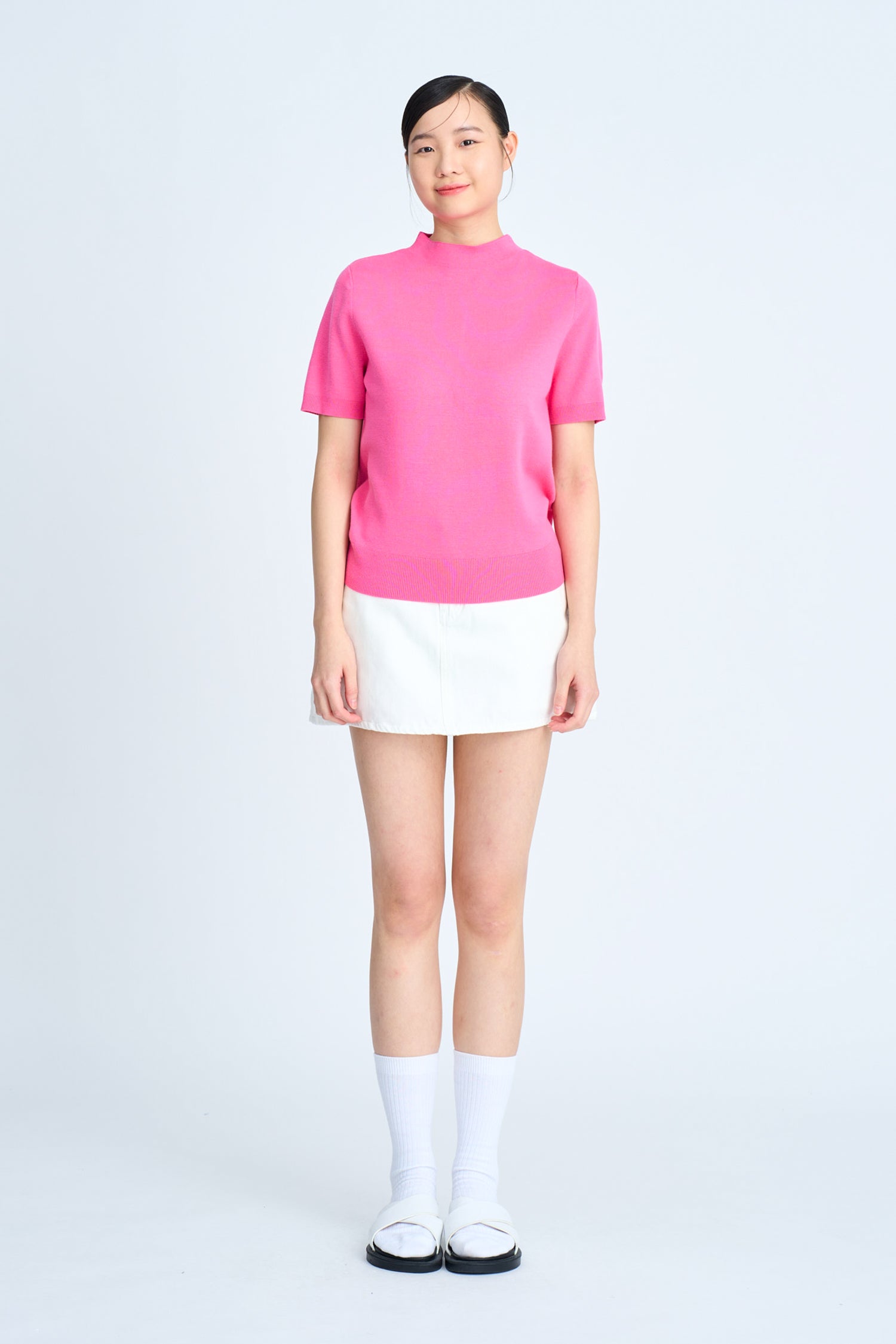 Rayon Cotton Knit Top - Pink