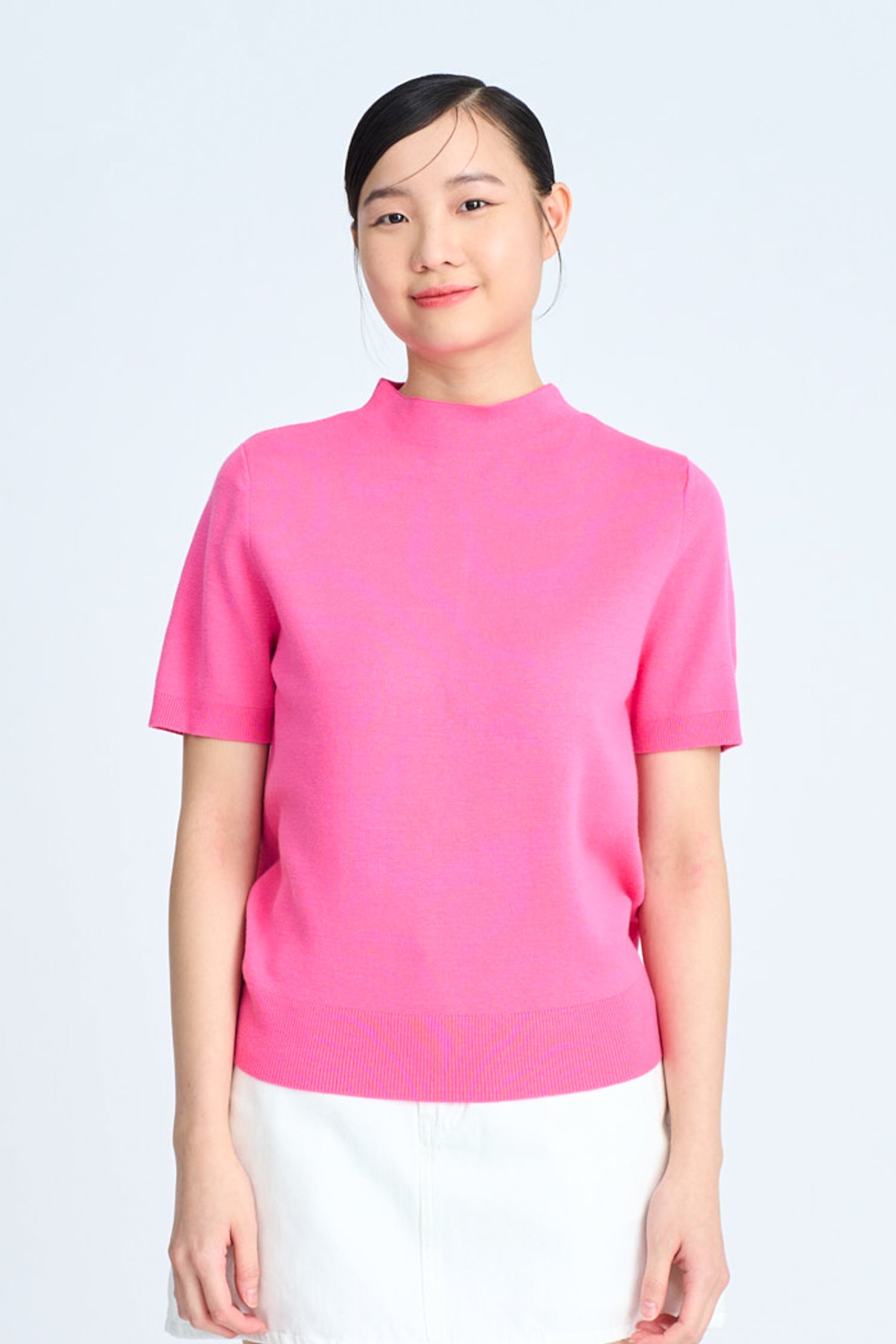 Rayon Cotton Knit Top - Pink