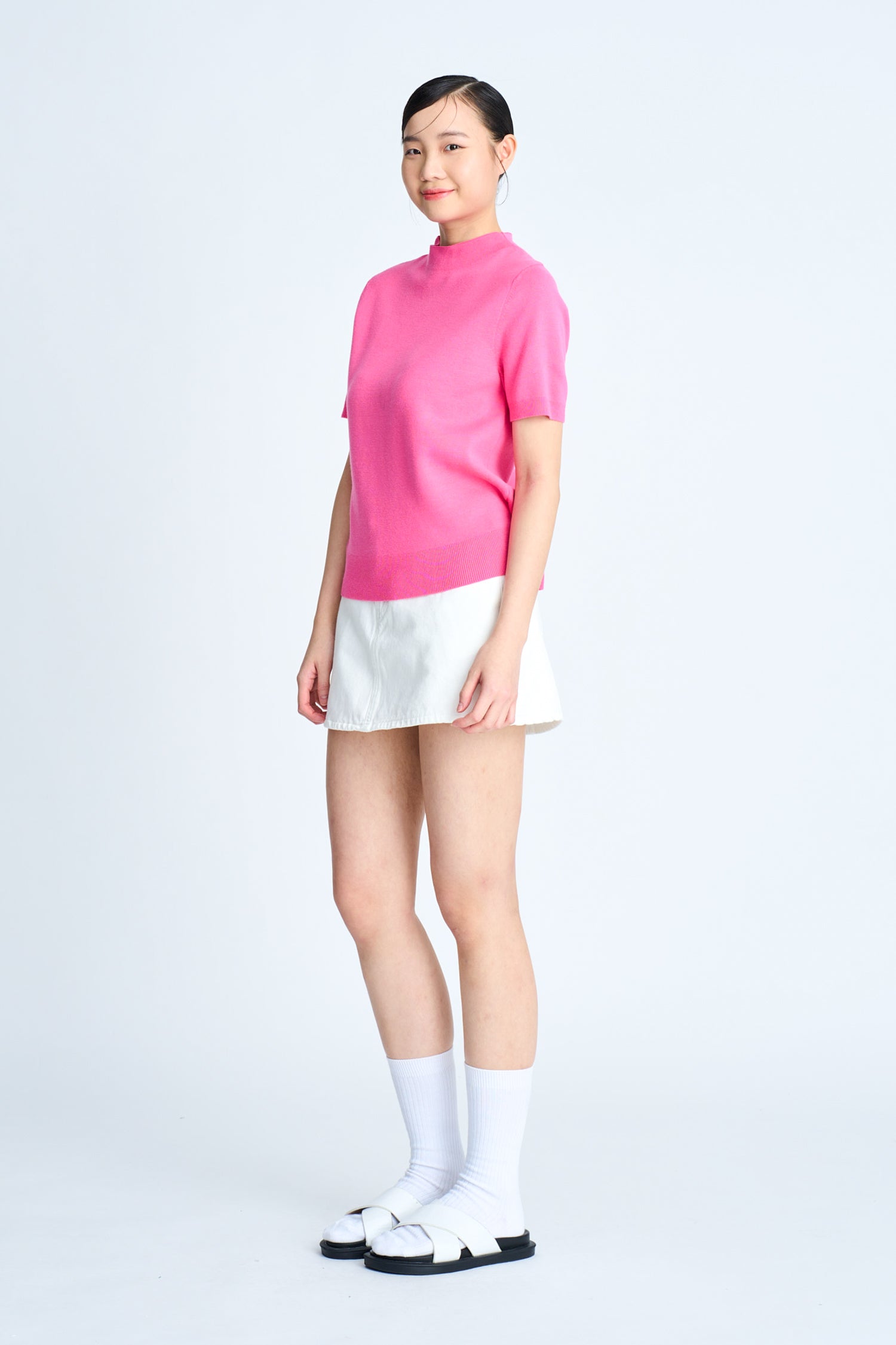 Rayon Cotton Knit Top - Pink