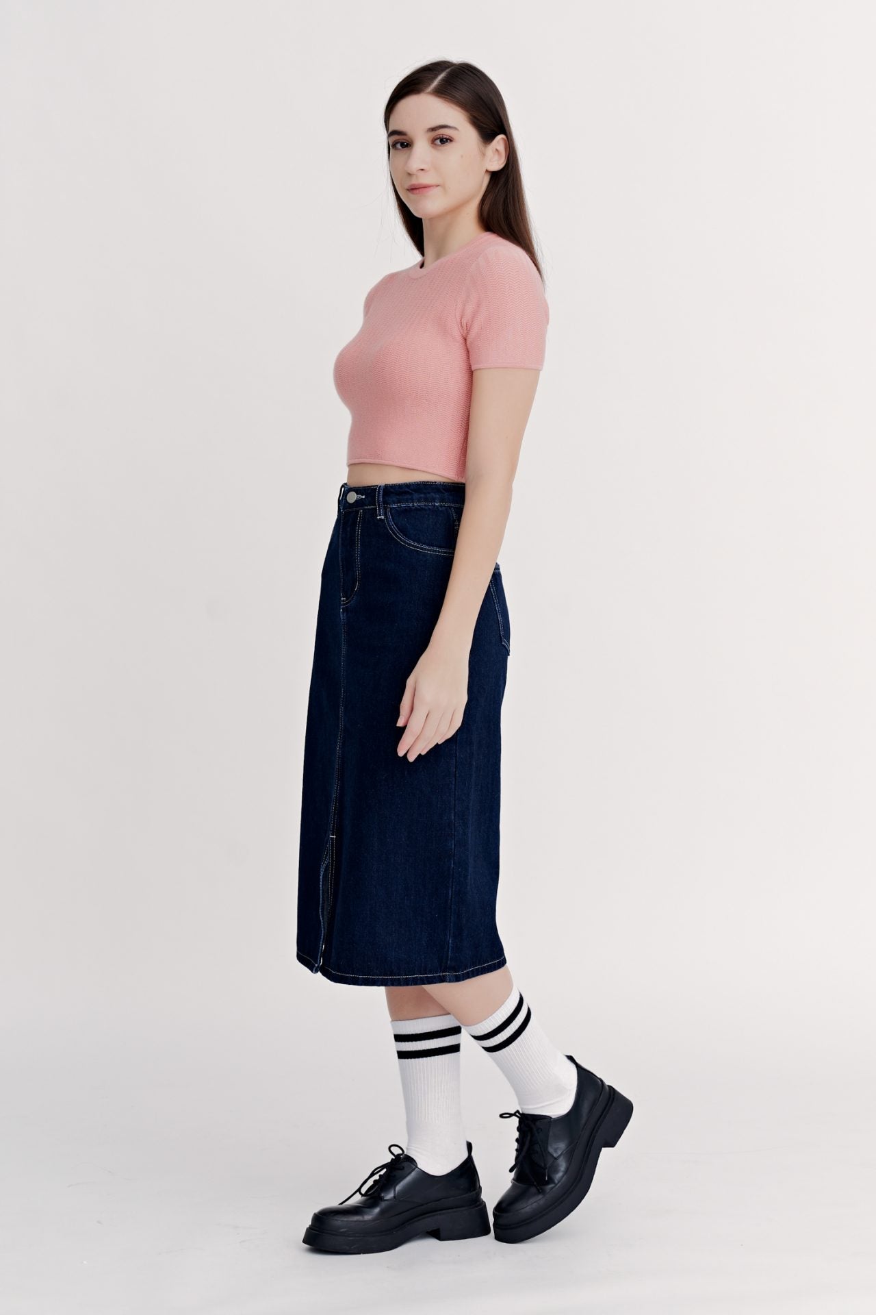 Knitted Weave Crop Top - Salmon