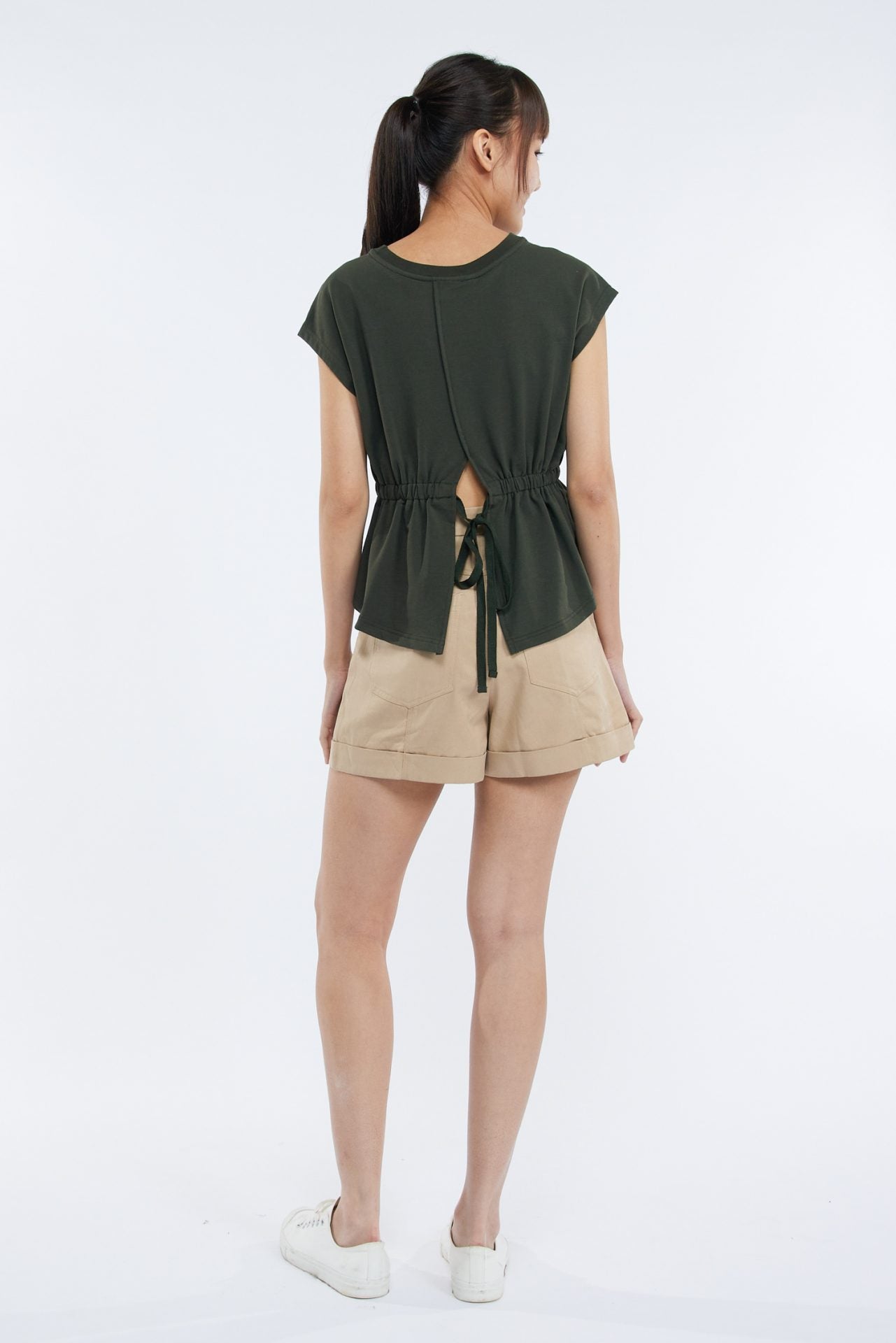 Cotton Rayon Pleated Shorts
