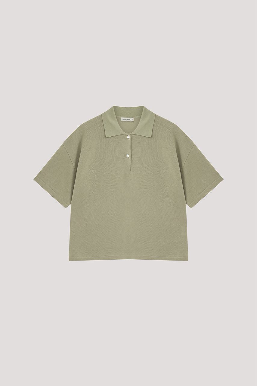 Knitted Polo Top - Pistachio