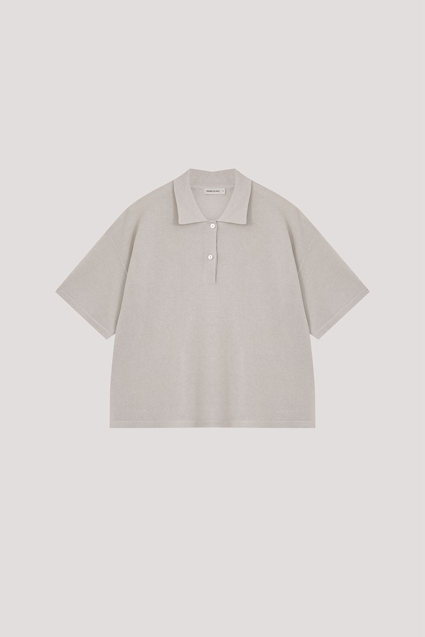 Knitted Polo Top - Stone