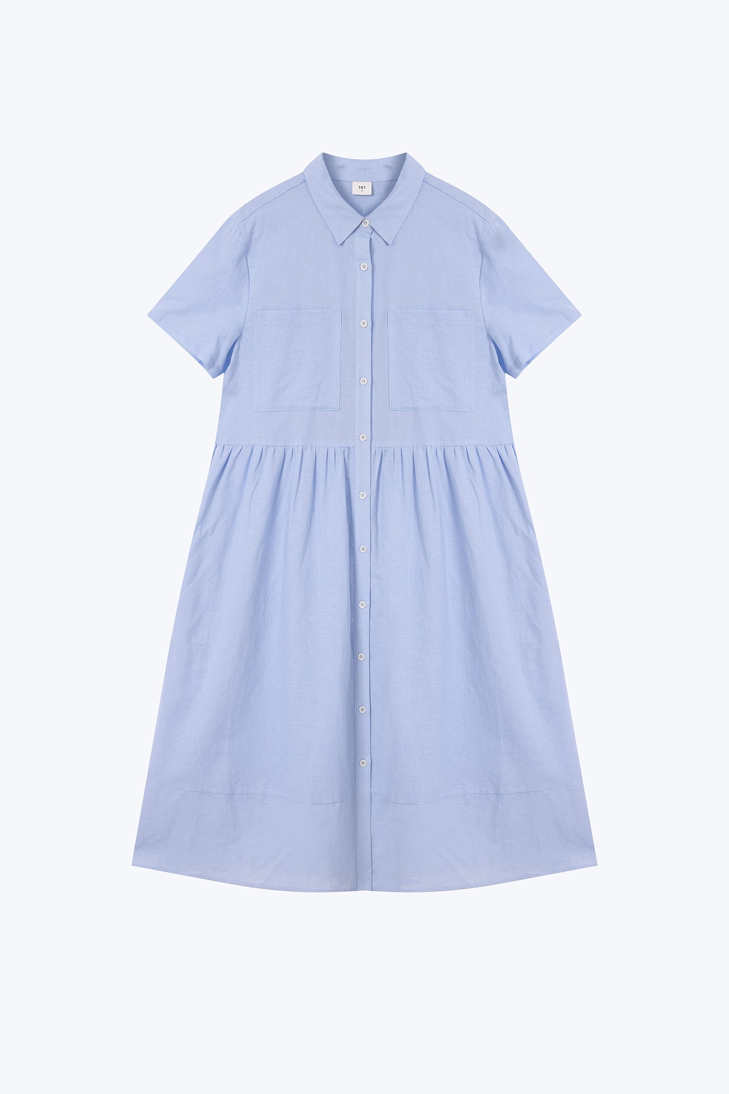 Gathered Short Sleeve Dress - Sky Blue